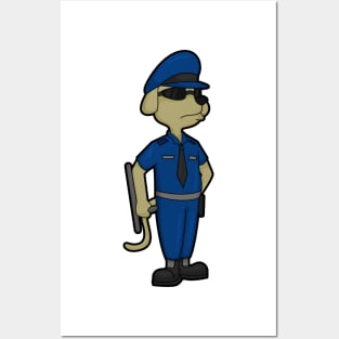 Dog as Police officer with Baton & Sunglasses Posters and Art